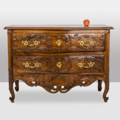 Alternative view of Curved Antique Chest of Drawers, known as a Nîmoise, 18th century.