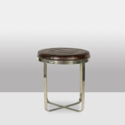 Alternative view of Round Industrial-Style Stool, Metal and Leather, 1970s