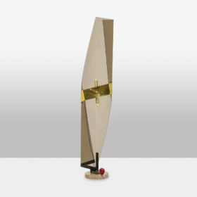 Giuseppe Calonaci Floor Lamp, Smoked Folded Plexiglass, 1970s