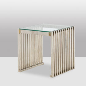 Pair of End Tables, Chrome-plated Metal, 1970s