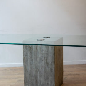 Saporiti Brutalist Desk, Glass and Concrete, 1970s