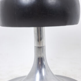 Black Cylindrical Low Stool, steel base, 1970s