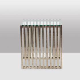 Pair of End Tables, Chrome-plated Metal, 1970s