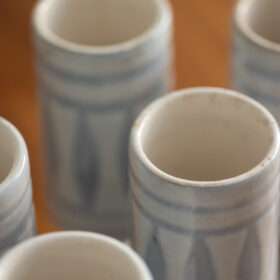 Roger Capron Ceramic Glasses, Set of 8, Signed and Dated 1976