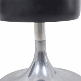 Black Cylindrical Low Stool, steel base, 1970s