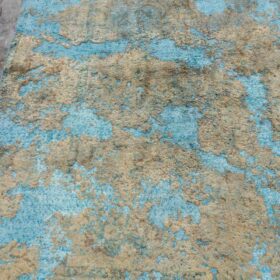 Rectangular Wool Rug, Light Blue Background, Contemporary.