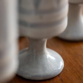 Roger Capron Ceramic Glasses, Set of 8, Signed and Dated 1976