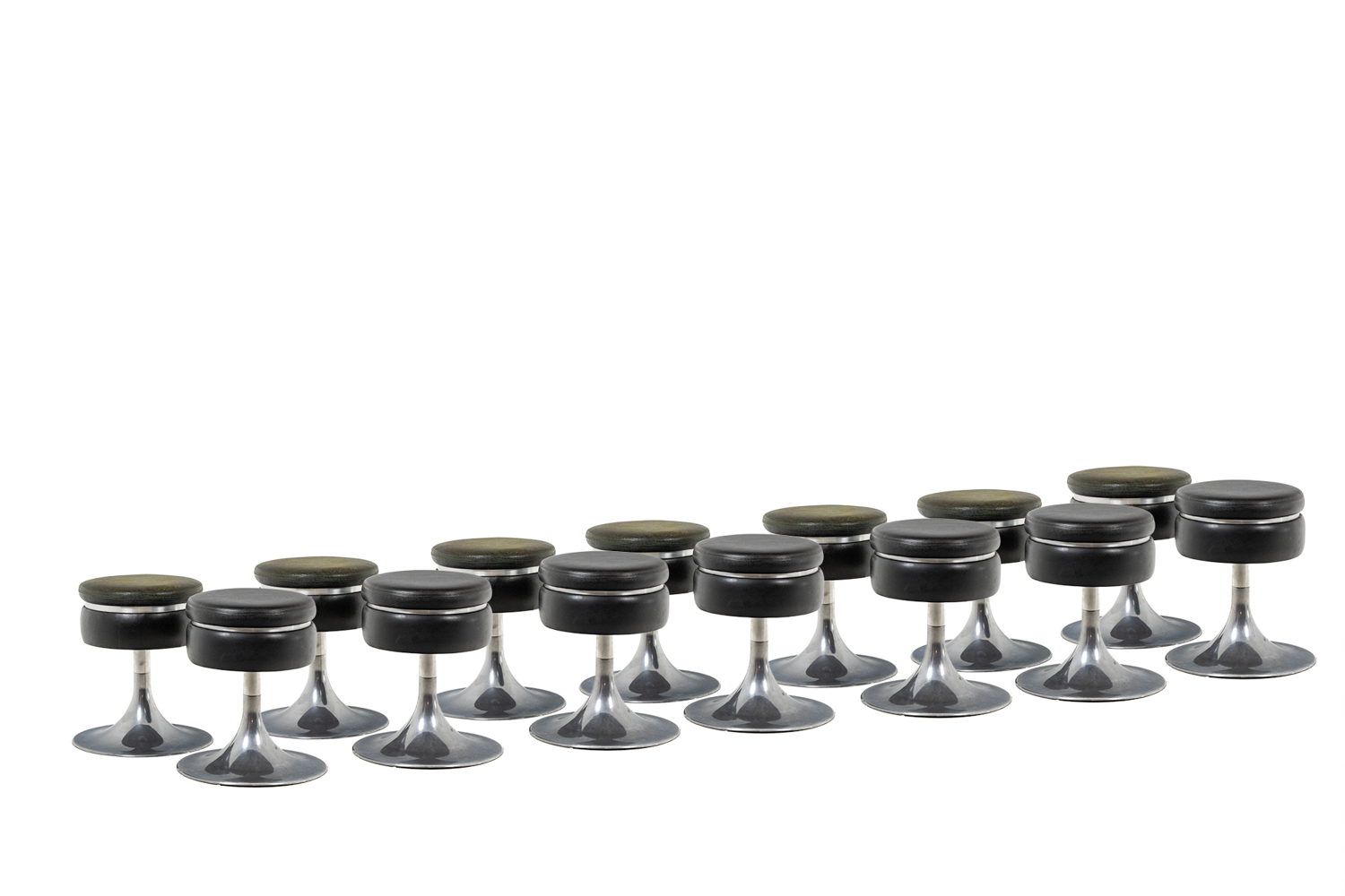 Black Cylindrical Low Stool, steel base, 1970s - Image 9