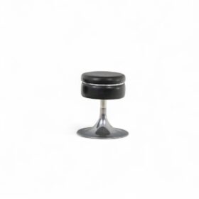 Black Cylindrical Low Stool, steel base, 1970s