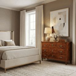 Louis XVI Walnut Dresser in a bedroom setting- Styylish