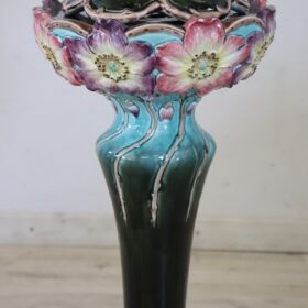 Art Nouveau Column with Ceramic Vase, Early 20th Century