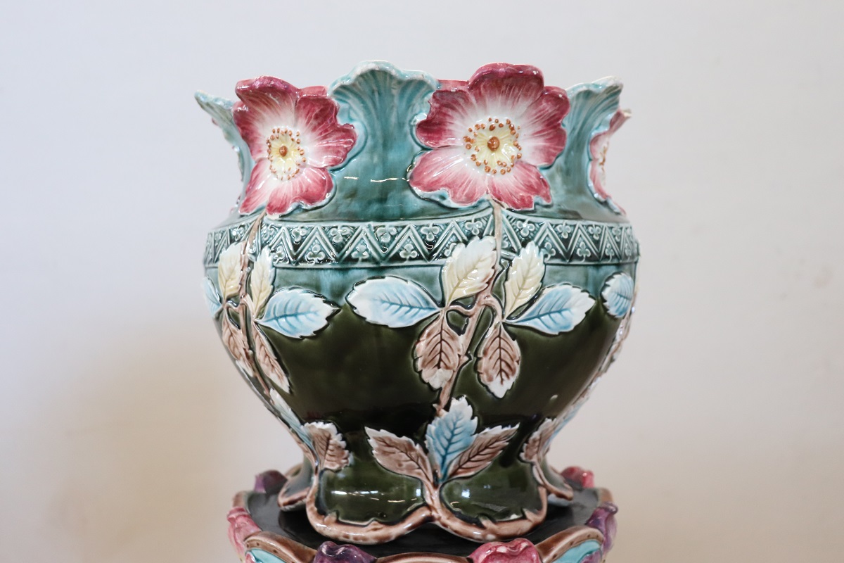 Art Nouveau Column with Ceramic Vase, Early 20th Century - Image 9