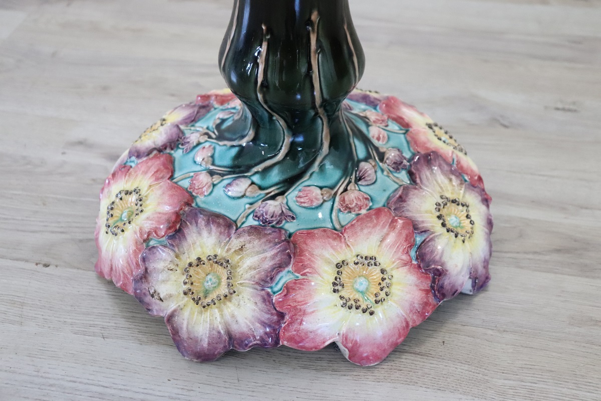 Art Nouveau Column with Ceramic Vase, Early 20th Century - Image 12