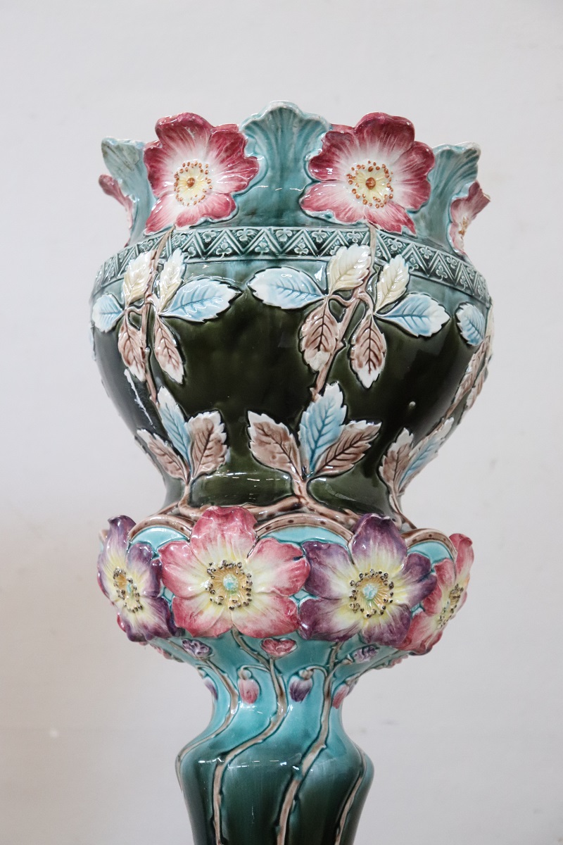 Art Nouveau Column with Ceramic Vase, Early 20th Century - Image 14