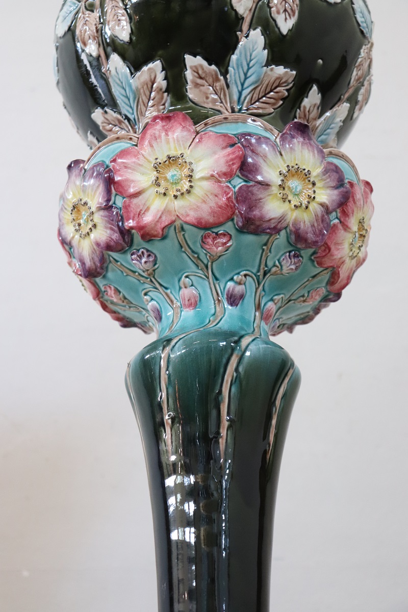 Art Nouveau Column with Ceramic Vase, Early 20th Century - Image 15