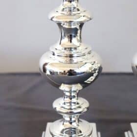 Pair of Table Lamps in Silver-Plated Metal, 1970s