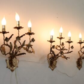 20th Century Italian Sconces, Set of 3, Gilt Iron