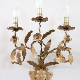 20th Century Italian Sconces, Set of 3, Gilt Iron