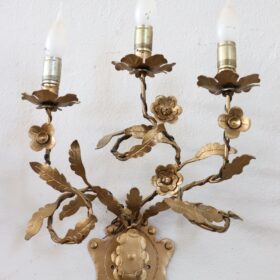 20th Century Italian Sconces, Set of 3, Gilt Iron