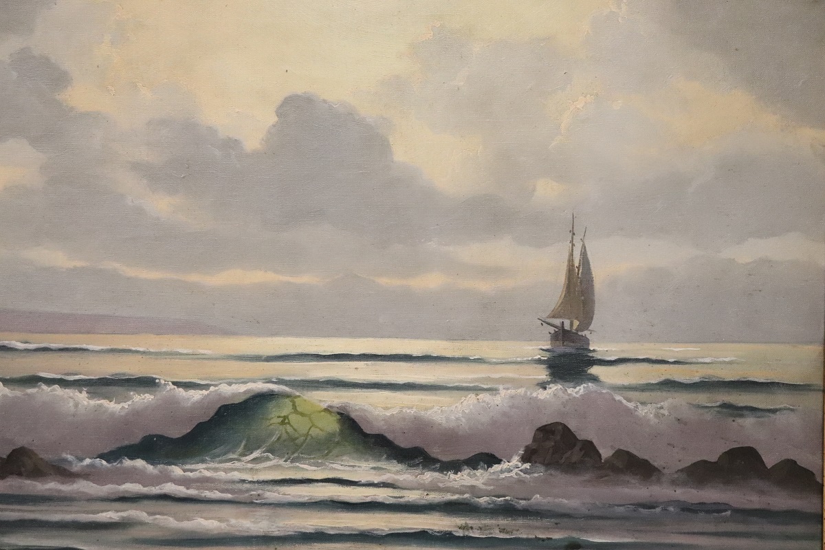 20th Century Oil Painting on Canvas Signed L. Boulnois, Seascape - Image 2