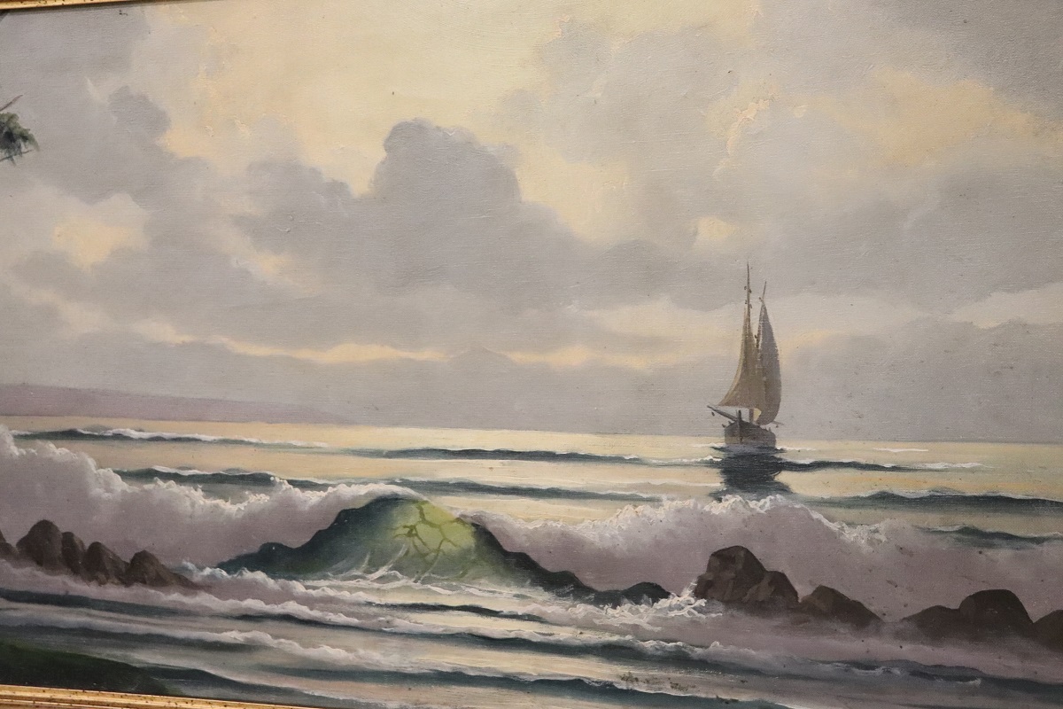 20th Century Oil Painting on Canvas Signed L. Boulnois, Seascape - Image 5