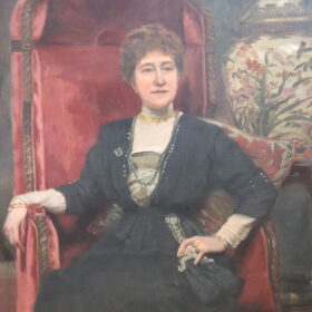 Large English Oil Painting on Canvas, Signed and Dated 1913