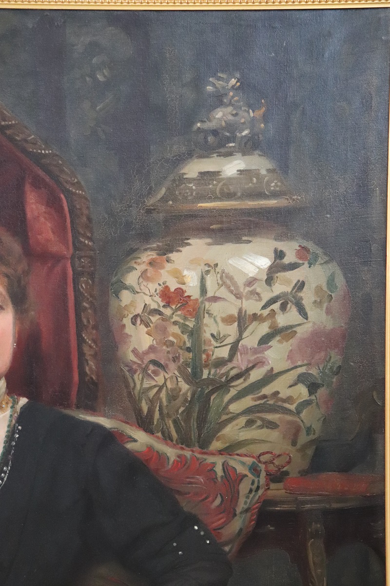 Large English Oil Painting on Canvas, Signed and Dated 1913 - Image 4