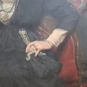 Large English Oil Painting on Canvas, Signed and Dated 1913