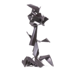 Alternative view of Jean Campa Geometric Sculpture in polished metal. 1980s.
