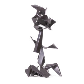 Jean Campa Geometric Sculpture in polished metal. 1980s.