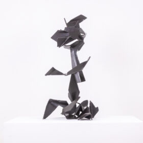 Jean Campa Geometric Sculpture in polished metal. 1980s.