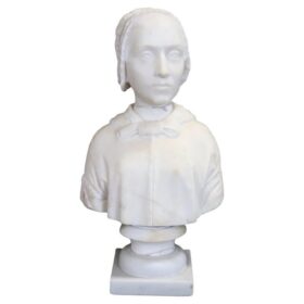 Sculpture in White Marble, Bust of a Lady, Italy 19th Century