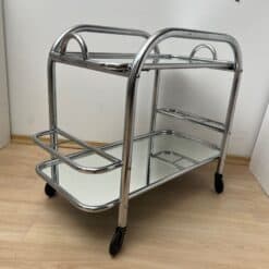 Art Deco Bar Cart, by Robert Mallet-Stevens, Chromed Steel, France circa 1925 - Image 13