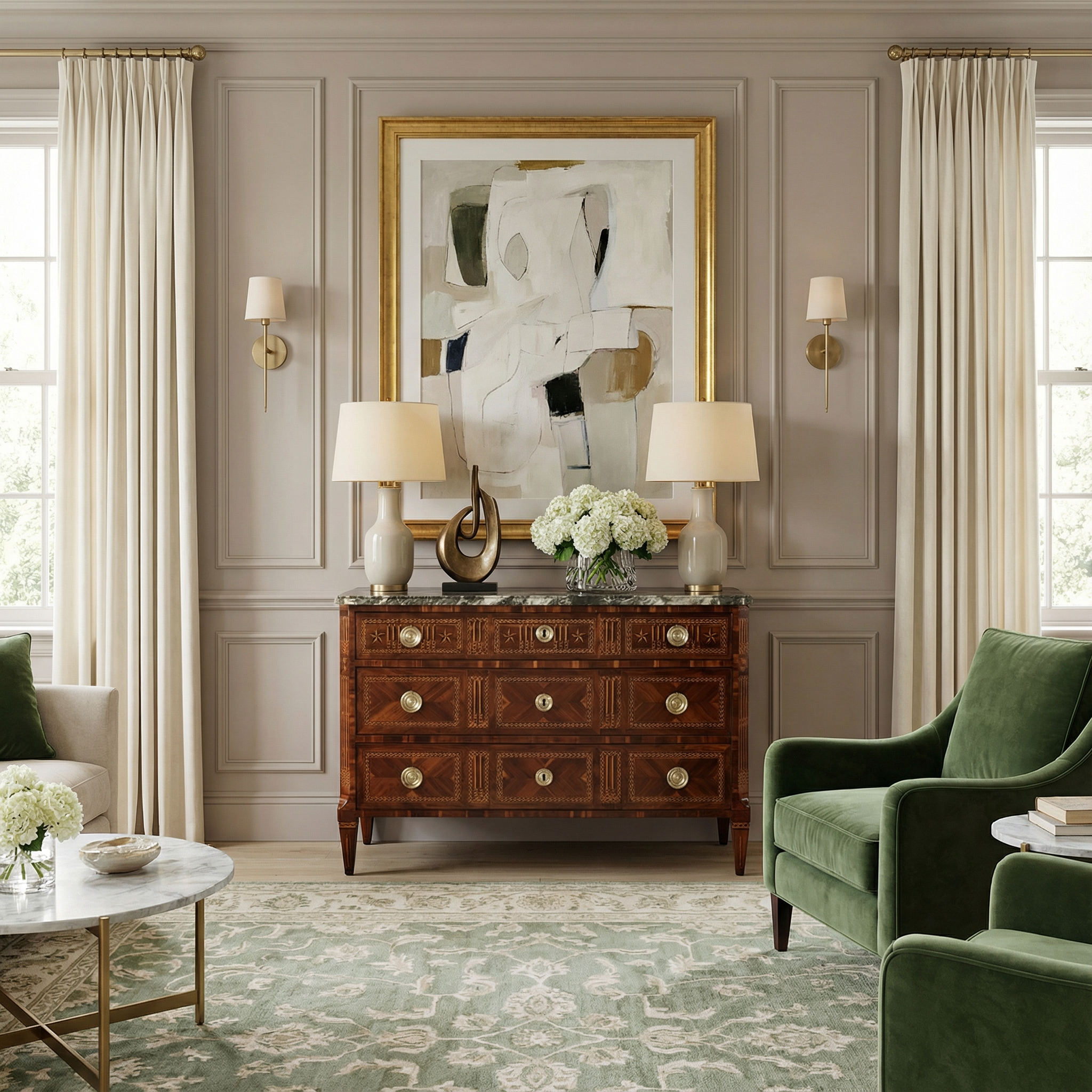 Late 18th century furniture styles- Living room with a Neoclassical Chest of Drawers- Styylish