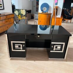 Alternative view of Art Deco Desk, Black Lacquer, Walnut, Metal, France, circa 1930/40