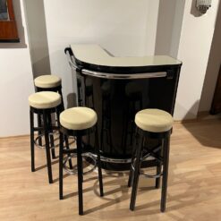 Alternative view of Art Deco Corner Bar with 4 Stools, France circa 1930