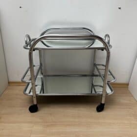 Art Deco Bar Cart, by Robert Mallet-Stevens, Chromed Steel, France circa 1925