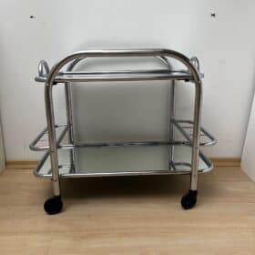 Art Deco Bar Cart, by Robert Mallet-Stevens, Chromed Steel, France circa 1925