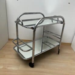 Art Deco Bar Cart, by Robert Mallet-Stevens, Chromed Steel, France circa 1925 - Image 5