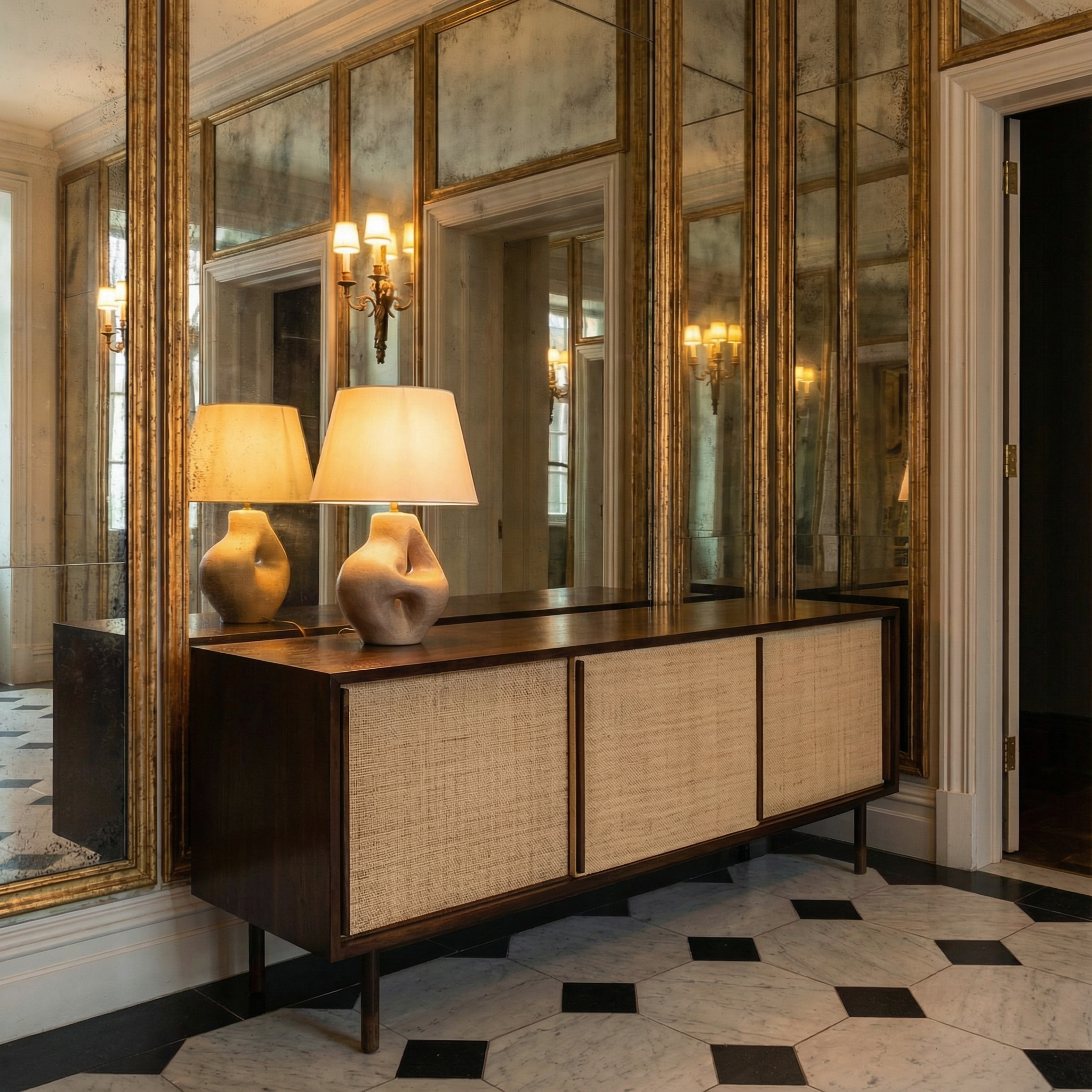Mid-century Dutch Wenge credenza in an entryway- Styylish