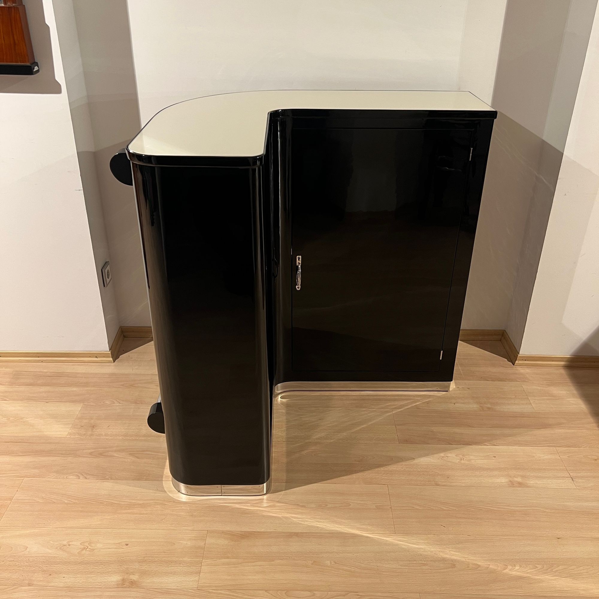 Art Deco Corner Bar with 4 Stools, France circa 1930 - Image 8
