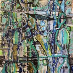 Alternative view of Mixed Media Painting by Lola Baltzell, "Cabinet of Curiosities"