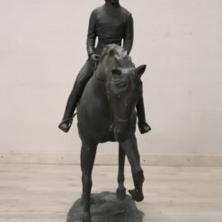 Alternative view of Very Large Bronze Sculpture, Signed, Horse and Jockey Statue