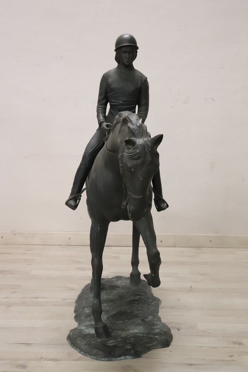 Very Large Bronze Sculpture, Signed, Horse and Jockey Statue - Image 2