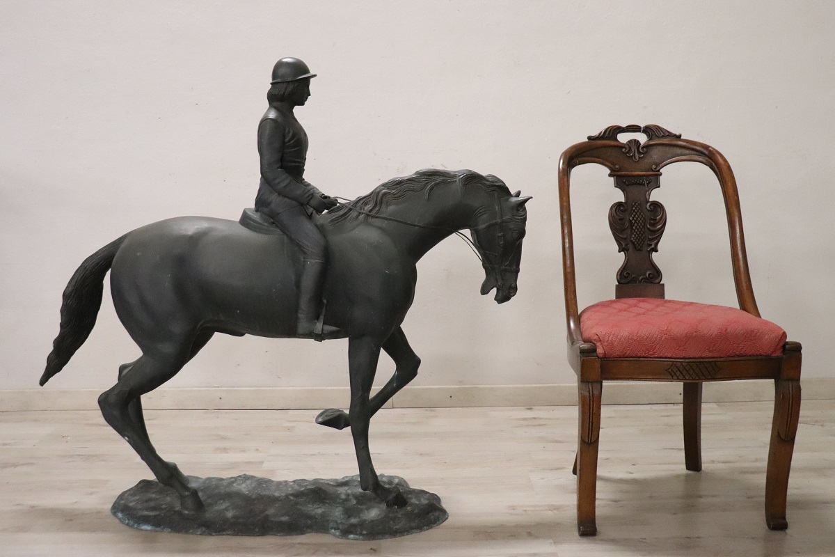 Very Large Bronze Sculpture, Signed, Horse and Jockey Statue - Image 3