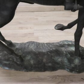 Very Large Bronze Sculpture, Signed, Horse and Jockey Statue