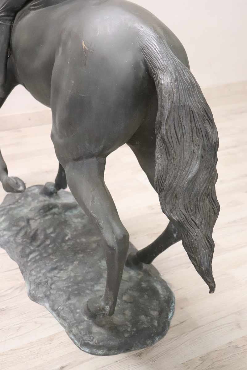 Very Large Bronze Sculpture, Signed, Horse and Jockey Statue - Image 11