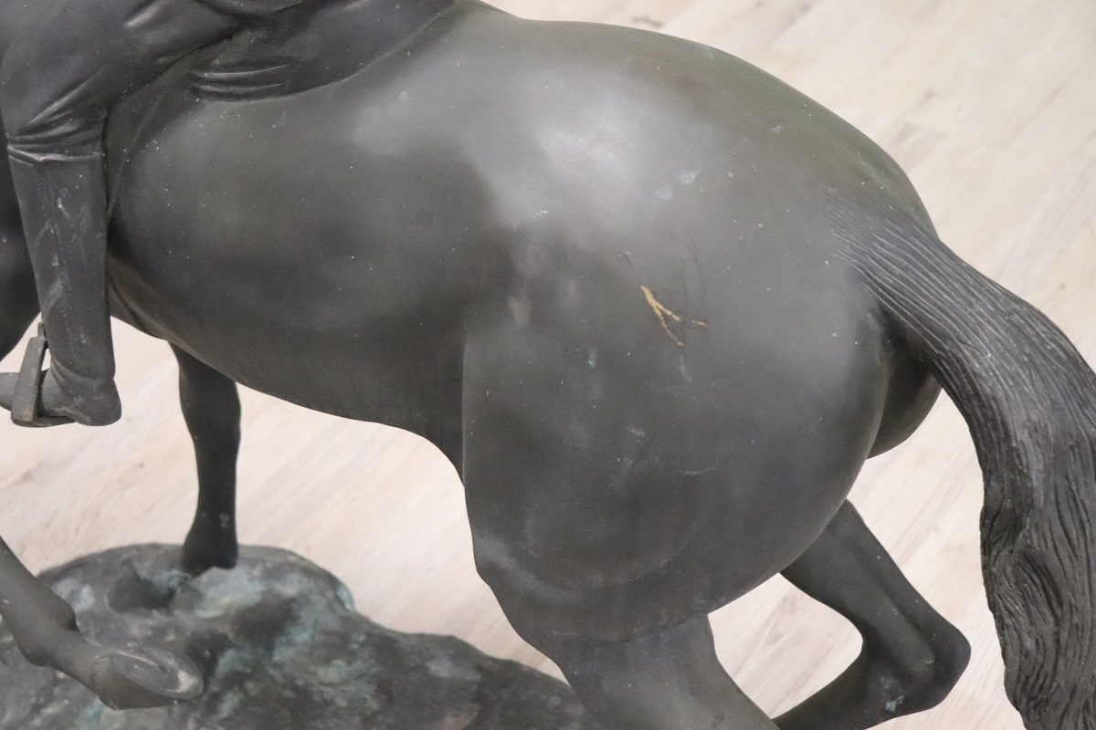 Very Large Bronze Sculpture, Signed, Horse and Jockey Statue - Image 12