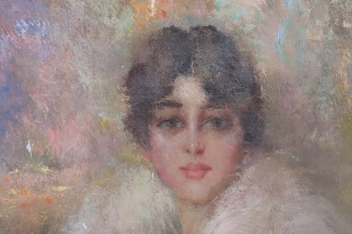 Oil Painting on Canvas, Portrait, Signed G. Maldarelli 1917 - Image 9