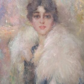 Oil Painting on Canvas, Portrait, Signed G. Maldarelli 1917